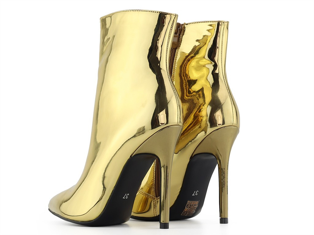 Auksiniai stiletto batai veidrodinio blizgesio - 4