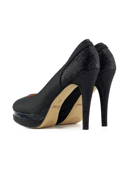 Stilettos cu platformă cu sclipici negru - 5