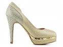 Goldfarbene glitzernde Plateau-Stilettos - 1