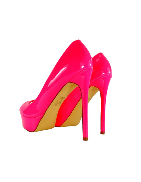 Pantofi stiletto cu platformă roz cu vârf deschis - 2