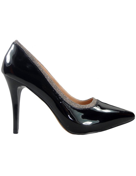 Schwarze High Heels lackierte Damenschuhe - 1