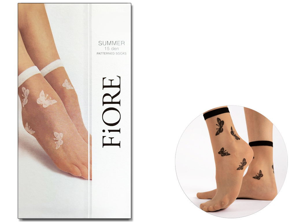Dünne transparente Damensocken Schmetterling 15 Den