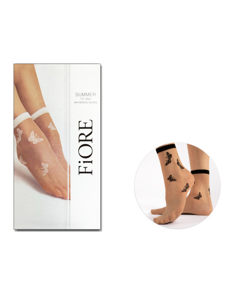 Thin transparent women's socks butterfly 15 Den