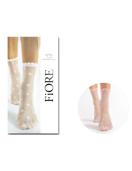 Dünne matte Damensocken Blumenmuster APRIL 15den