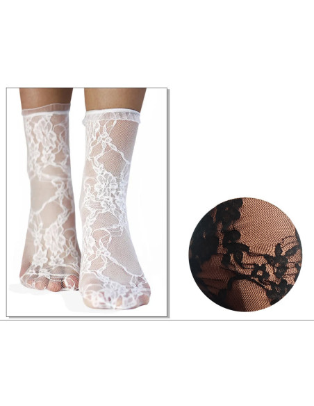 Women's lace socks with frills ISMENA