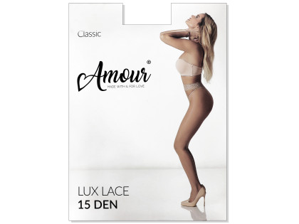 Colanți hipster cu dantelă în talie cu silicon 15 den LUX LACE