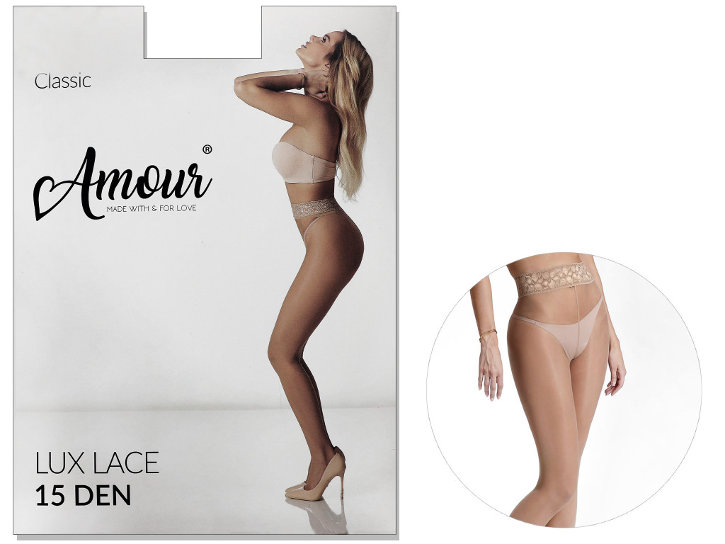 Hipster tights with lace at the waist with silicone 15 den LUX LACE