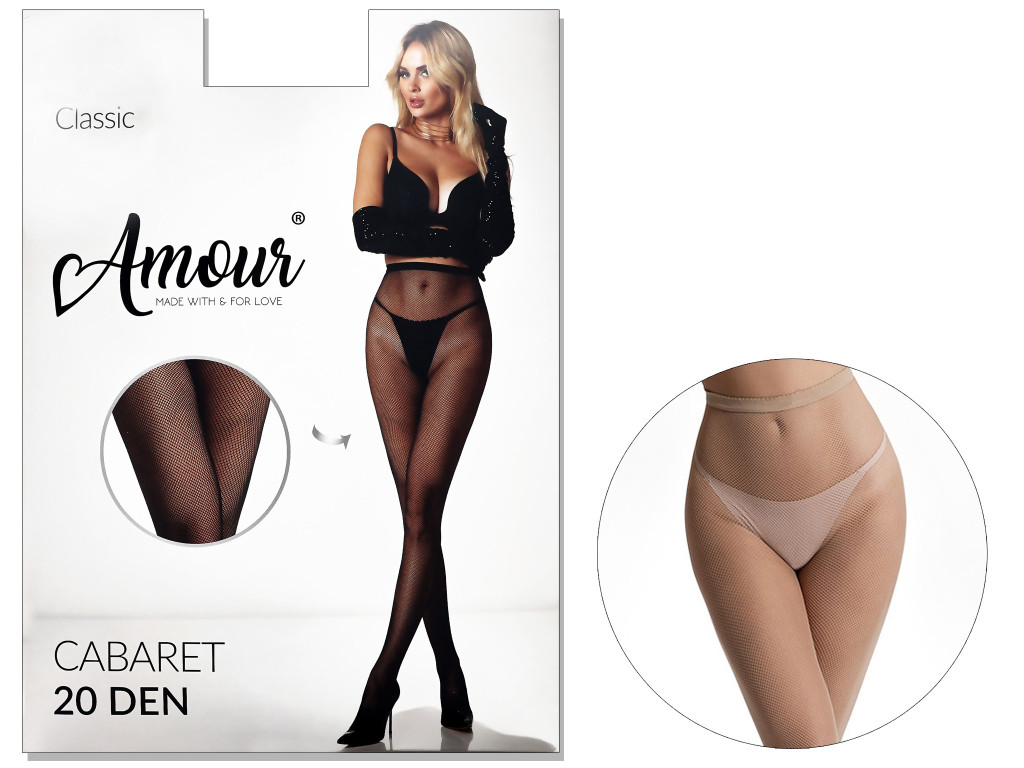 Nahtlose Netzstrumpfhose, dichte Maschen, 20Den CABARET
