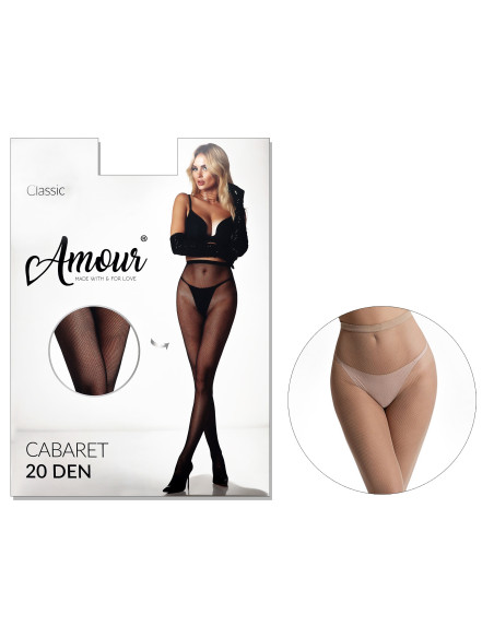 Collants résille sans couture, maille dense, 20Den CABARET