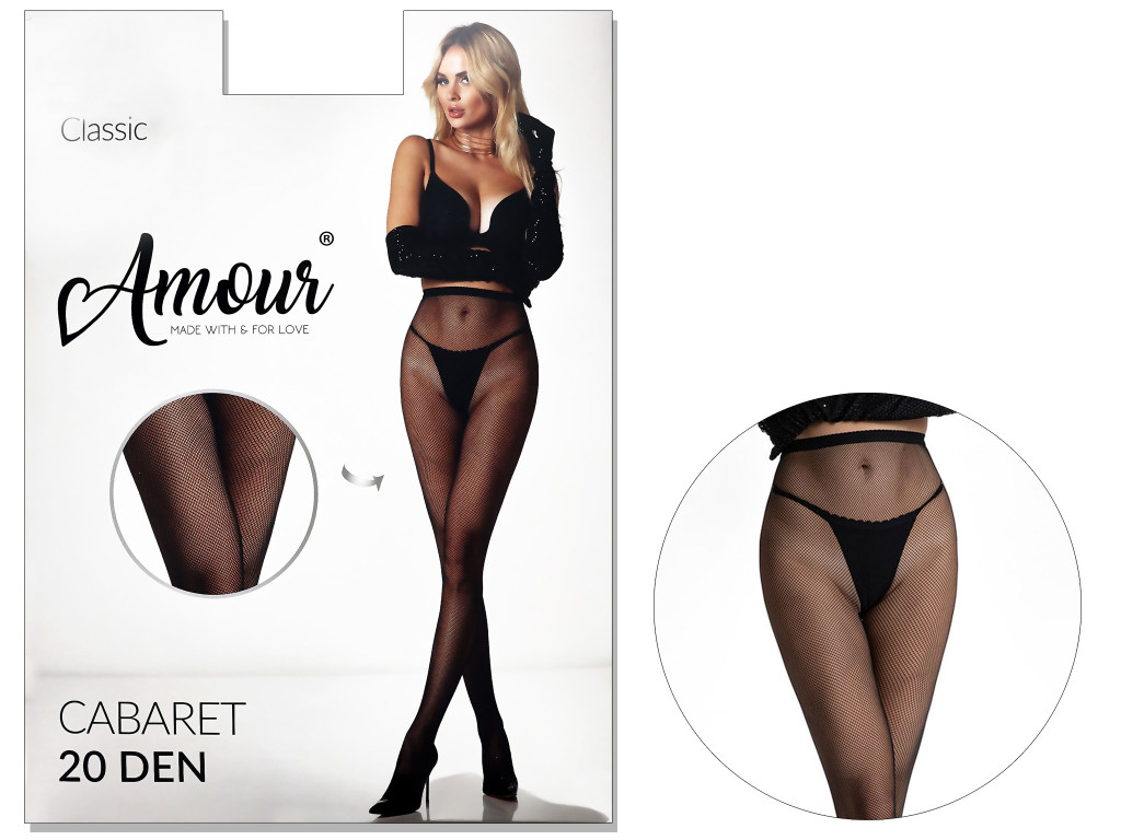 Collants résille sans couture, maille dense, 20Den CABARET