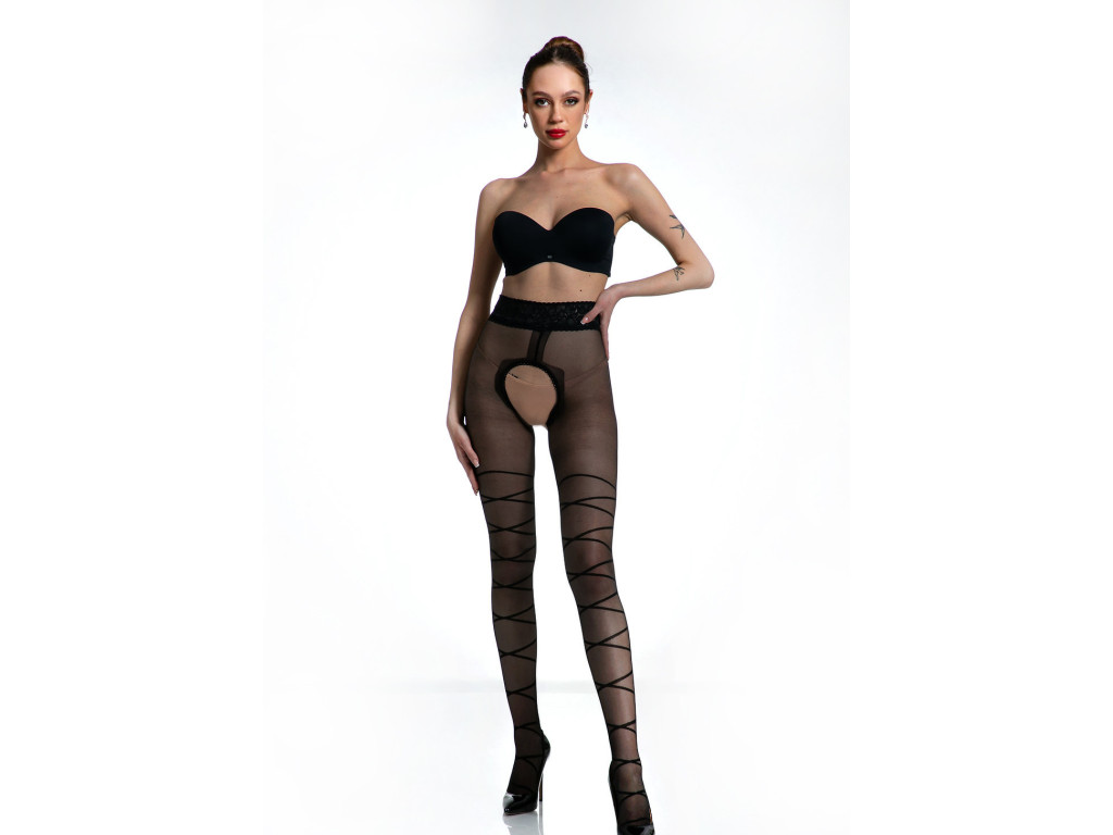 Colanți cu model, dantelă în talie, gaură în zona inghinală, DOMINATRICE