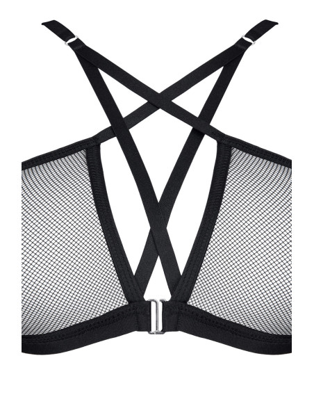 Комплект чорної сітчастої білизни на бретельках та декоративний бюстгальтер розміру S–XXL