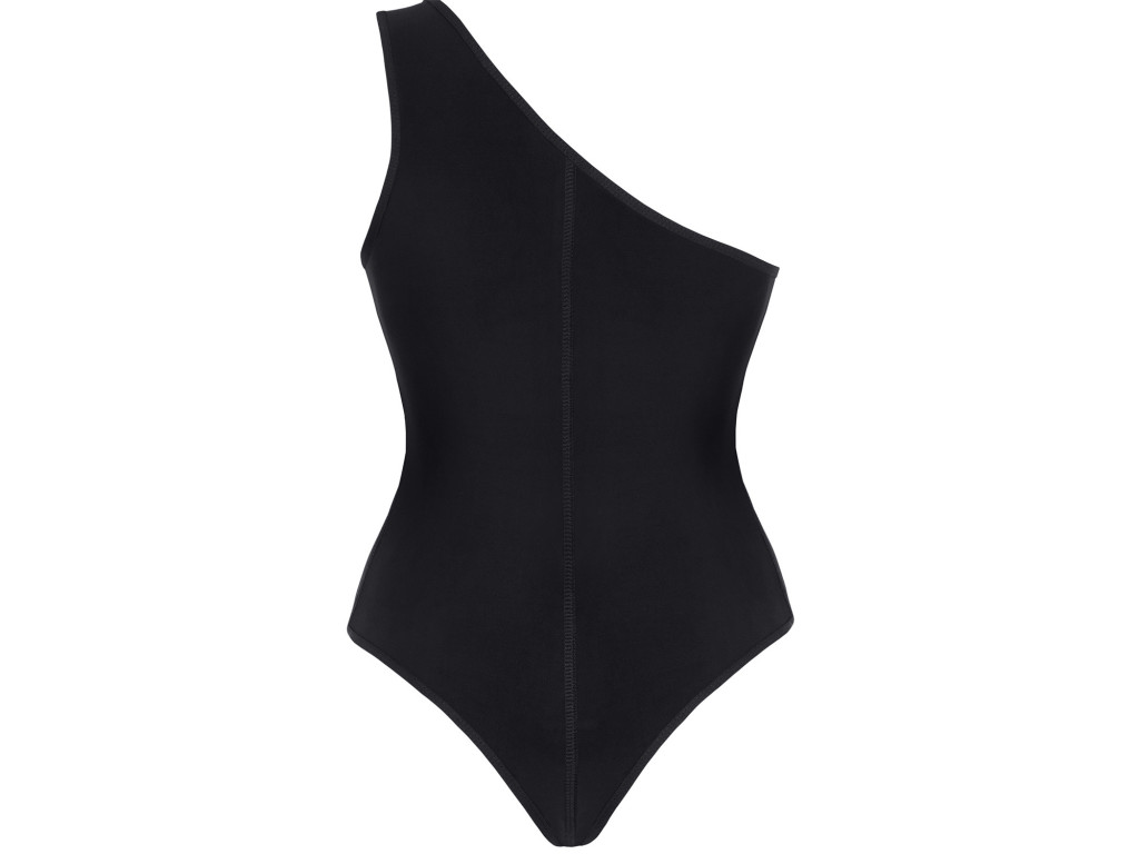 Body negru cu un singur umăr din material elastic, mărimi S–XXL