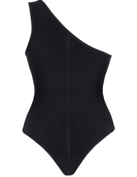 Body negru cu un singur umăr din material elastic, mărimi S–XXL