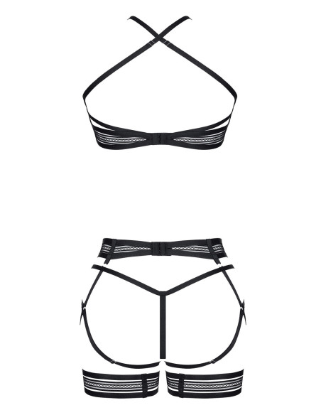 Ensemble de lingerie noir avec porte-jarretelles et string S–XXL