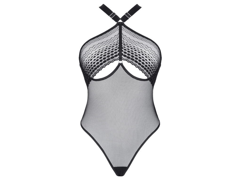 Body transparent din plasă și dantelă - lenjerie senzuală în mărimi S-XXL