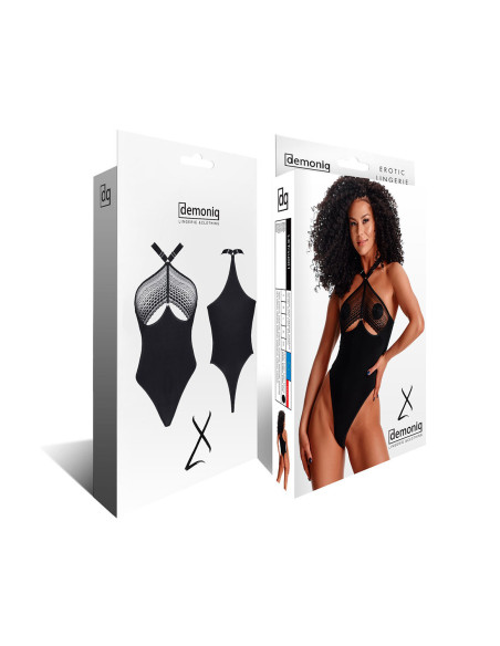 Body sensuel en dentelle avec poitrine exposée – noir