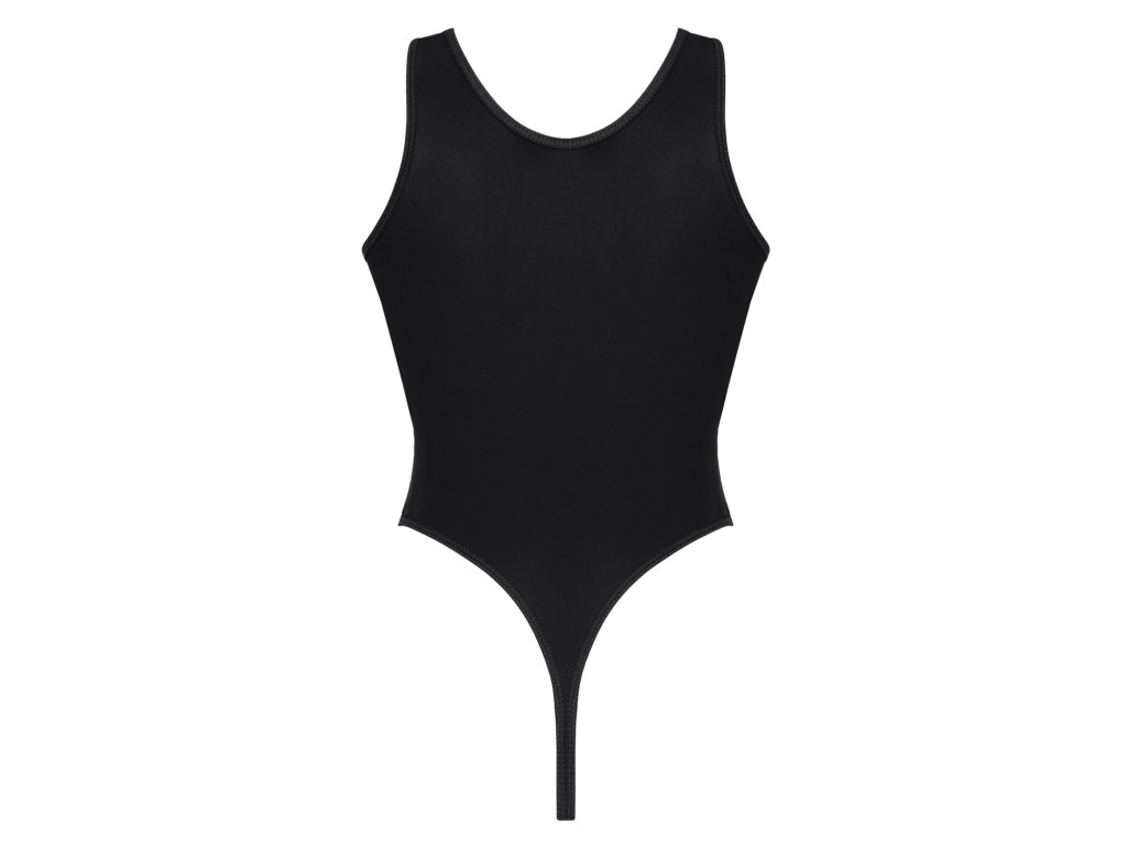 Black bodysuit with elastic bands and open bottom – a sensual style that seduces