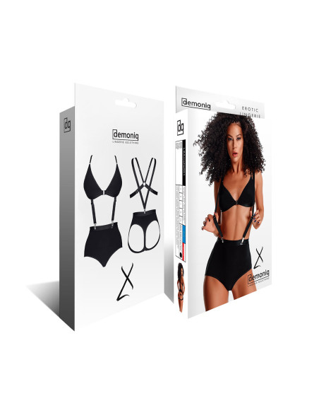 Set mit freiliegendem Po und Strapsen – schwarze Dessous mit Wow-Effekt