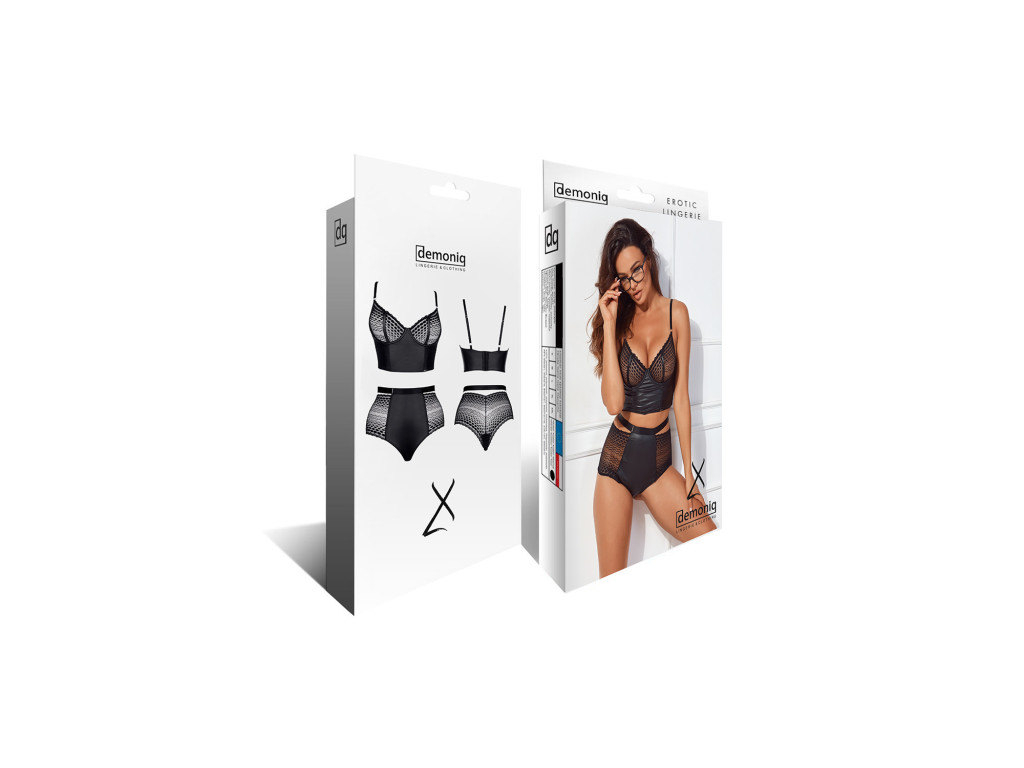 Schwarzes LadyX-Set mit Bügeln und Spitze – betonte Silhouette