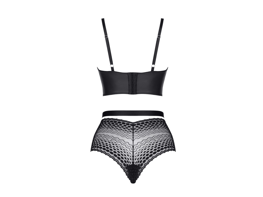 Schwarzes LadyX-Set mit Bügeln und Spitze – betonte Silhouette
