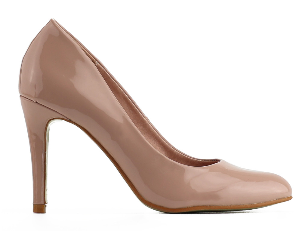 Beige women's patent leather high heels