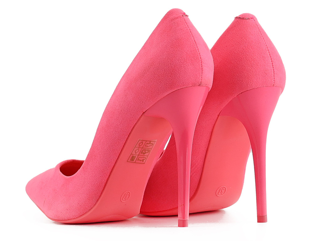Pink fuchsia women's heels 10 cm eco-suede