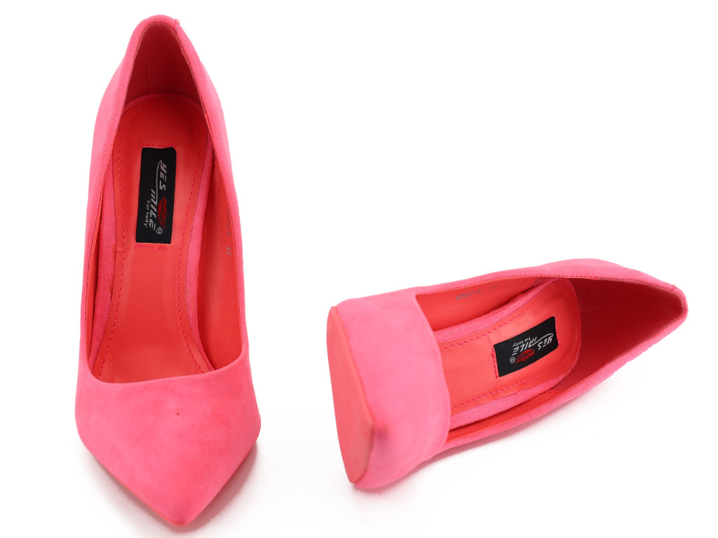 Tocuri de damă roz fuchsia 10 cm din piele întoarsă ecologică
