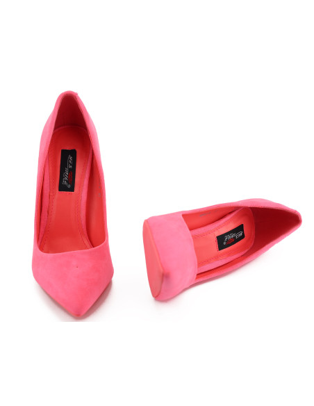 Tocuri de damă roz fuchsia 10 cm din piele întoarsă ecologică