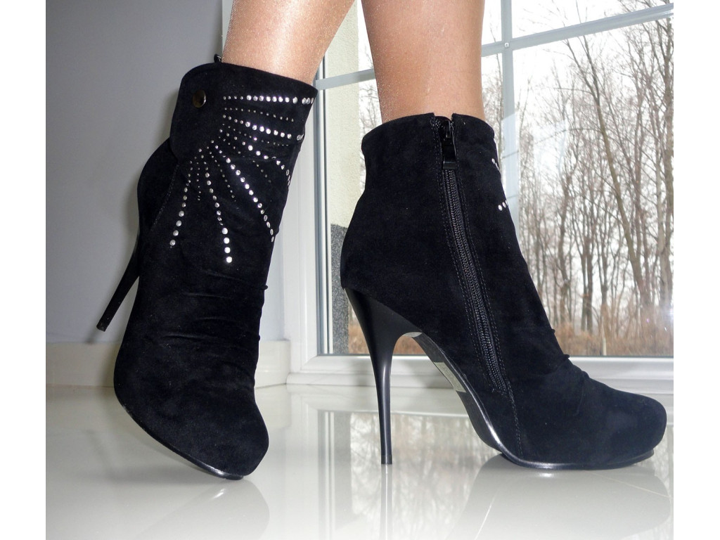 STILETTO ZĀBAKI MELNI ZAMŠĀDAS ZĀBAKI AR RADZĒM  - 3