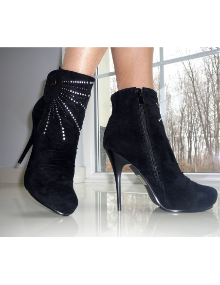 Kotníkové boty na podpatku BLACK SUEDE STUDS - 3