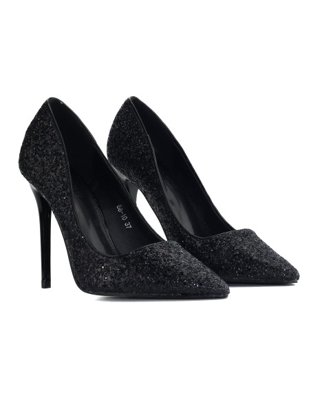 Escarpins noirs à paillettes avec une brillance intense