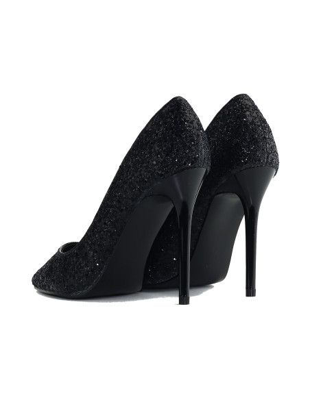 Escarpins noirs à paillettes avec une brillance intense