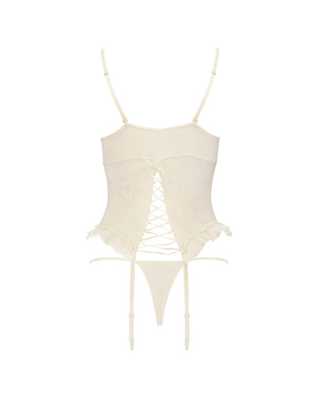 Corset de noapte Elegant Passion BIANCA ecru cu dantelă