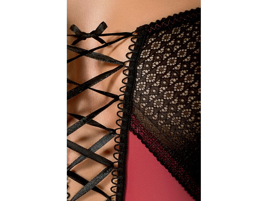 Red corset with black lace Passion