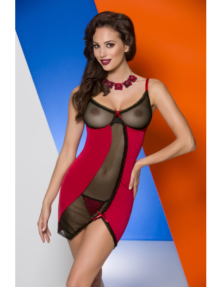 Lovia rotes Nachthemd mit Tüll