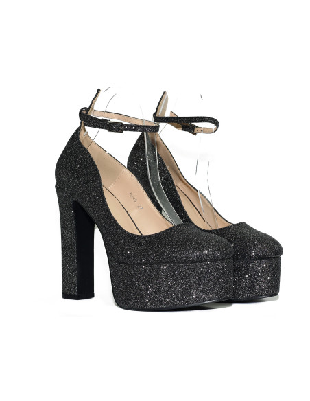 Chaussures à plateforme à paillettes noires