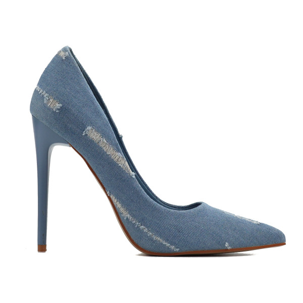 Blaue Jeans-High Heels für Damen, 11 cm