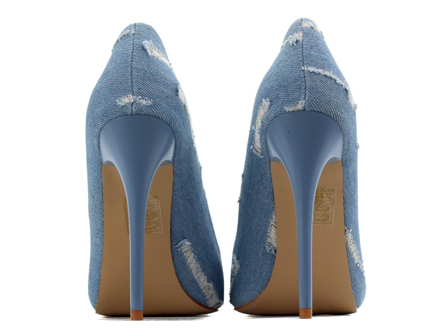 Escarpins en denim bleu pour femme, 11 cm