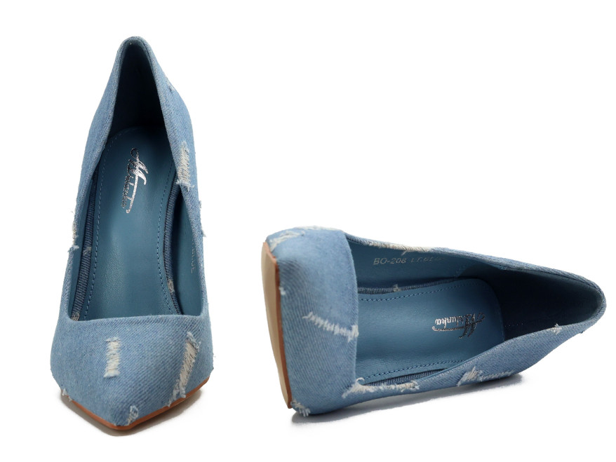 Blaue Jeans-High Heels für Damen, 11 cm