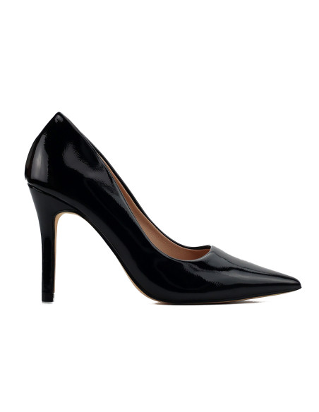 Escarpins noirs en cuir verni pour femme, talon de 10 cm