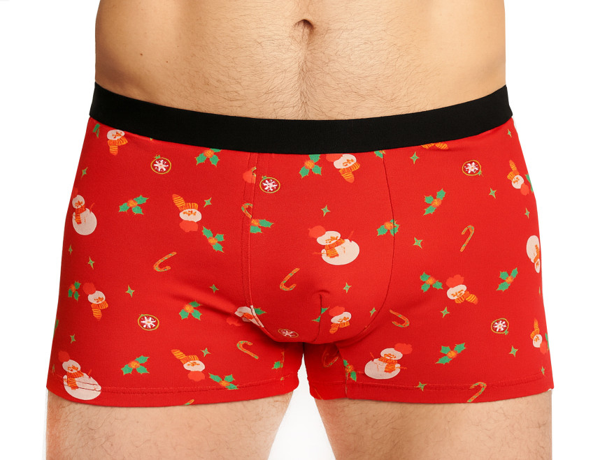 rote Schneemann-Boxershorts für Herren