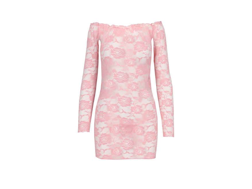 Cămașă de noapte din dantelă roz pentru femei
