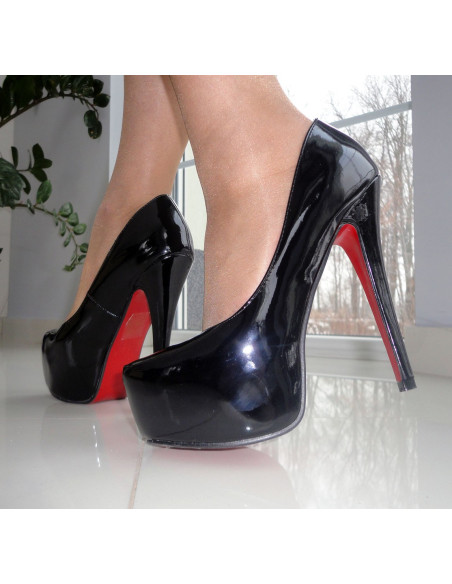 STILETTO BATAI JUODU RAUDONU PADU - 1