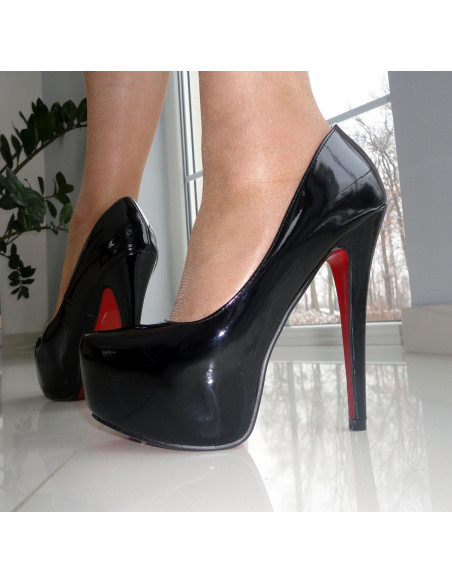 STILETTO BATAI JUODU RAUDONU PADU - 3
