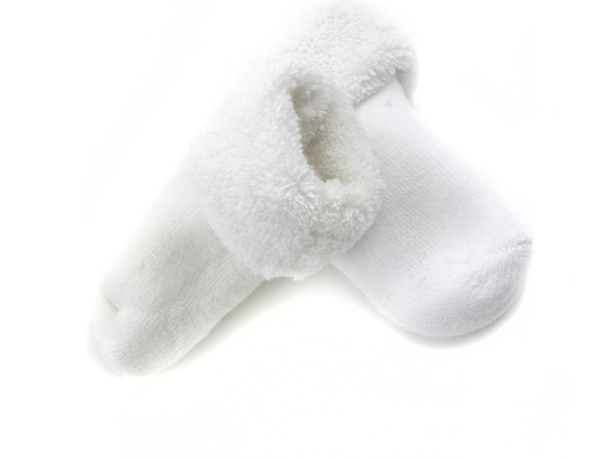 Cotton terry baby socks that do not compress