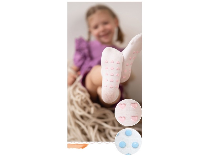 Anti-Rutsch-Socken aus ABS für Kinder mit Herzchenmuster, 2er-Pack