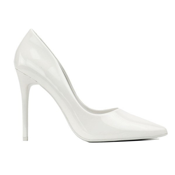 Frumos pantofi de nunta de înaltă lăcuire stilettos clasic alb