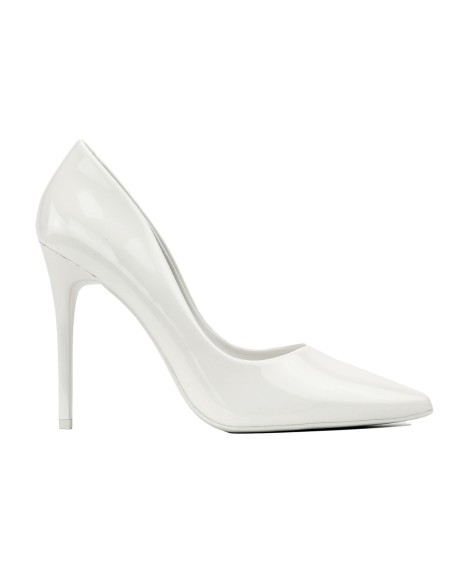Schöne hohe Hochzeitsschuhe Lack klassische weiße Stilettos