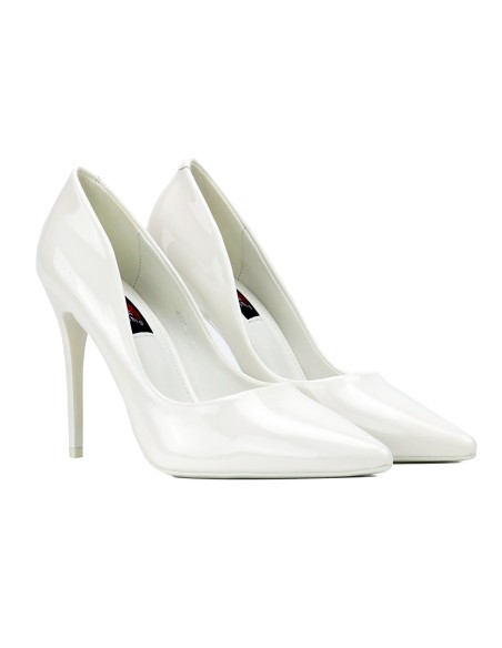 Schöne hohe Hochzeitsschuhe Lack klassische weiße Stilettos
